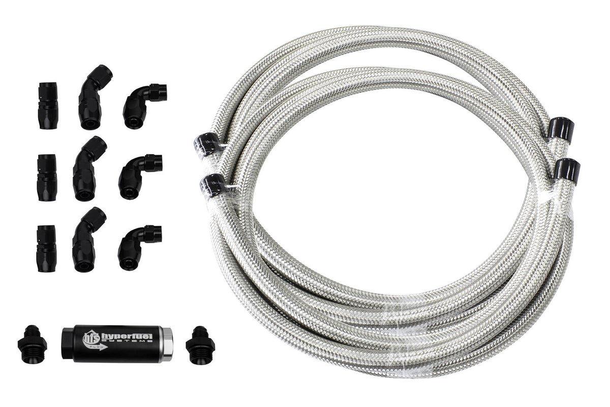 Stainless Steel Braided Hose Kit Natural 40 ft. 6 AN 87203 Hyperfuel